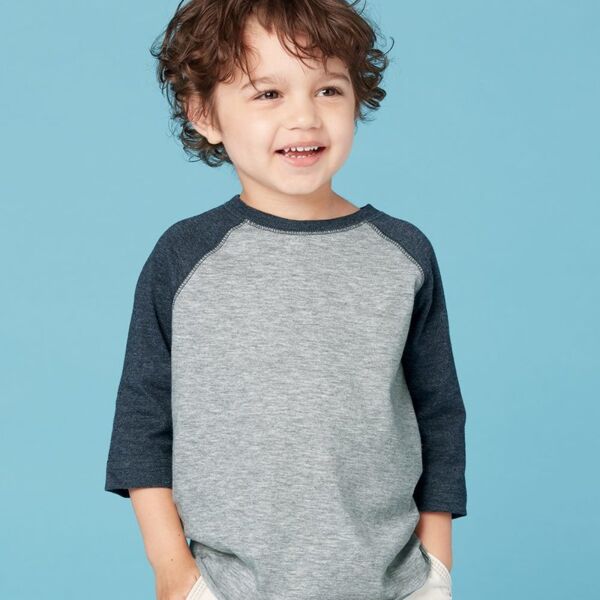 Toddler Baseball Fine Jersey Three-Quarter Sleeve Tee Thumbnail